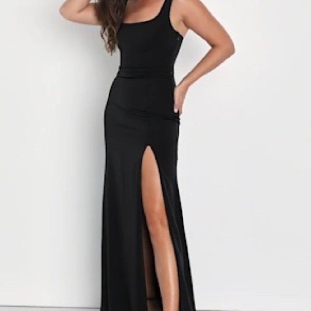 Black Satin Mermaid Maxi Dress